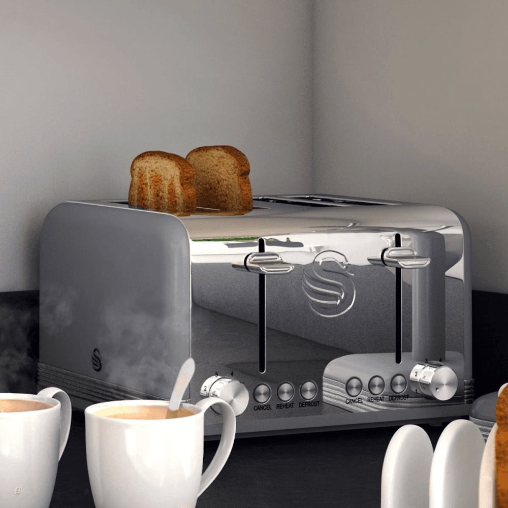 Retro 4-Slice Toaster, Grey