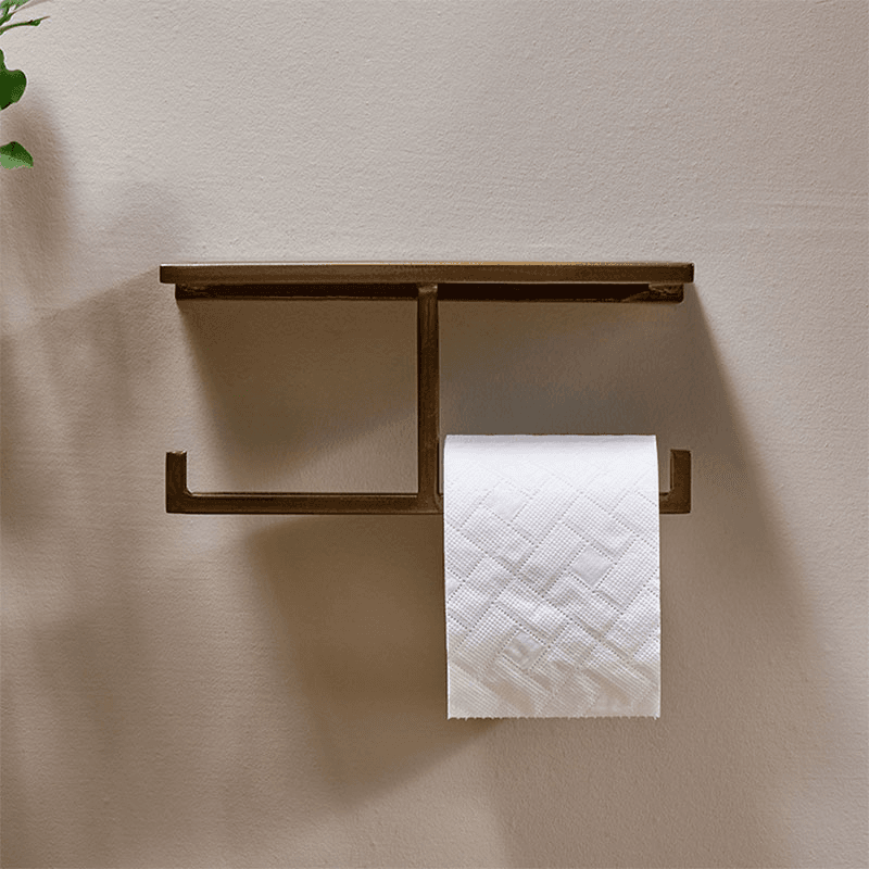 Mahi Wall Mounted Toilet Roll Holder, L24cm, Brass