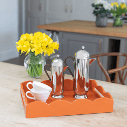 Image showing the Lacquered Scallop Tray 43 x 33cm, Orange product.