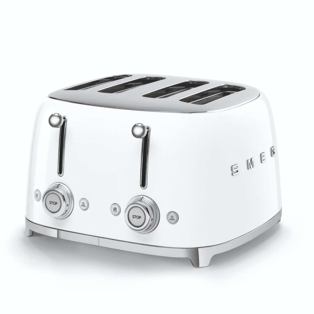 50's Retro 4 slice toaster - 4 slot, White