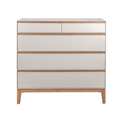 Image showing the Lars Five Drawer Dresser, H94 x W100cm, Cashmere and Oak product.