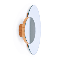 Image showing the Eclipse Wall mirror, H45 x W55 x D10cm, Bamboo/Mirrored Glass product.