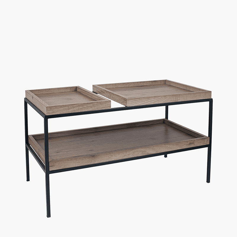 Gallery Coffee Table, Natural Wood Veneer and Black