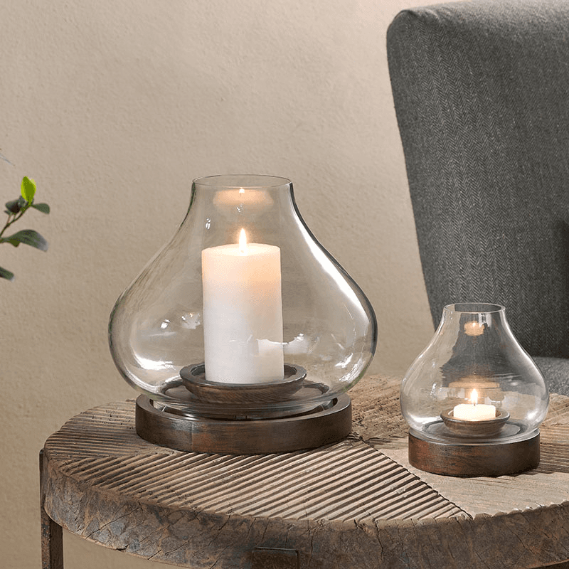 Naryla Mango Wood Lantern, H23cm, Dark Stain