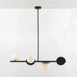 Image showing the Disk Opal Pendant Light, H108cm, Charcoal product.