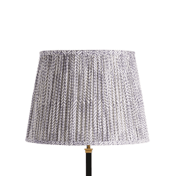 Image showing the Straight empire Shade, 40cm, navy & white wonky chev block printed cotton product.
