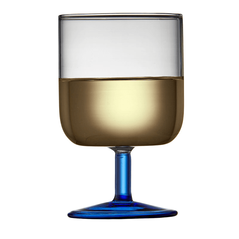Torino Set of 2 Wine Glasses, 300ml, Clear and Blue