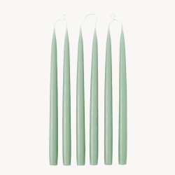 Image showing the Set of 6 Tapered Dinner Candles, H35cm, Sage Green product.