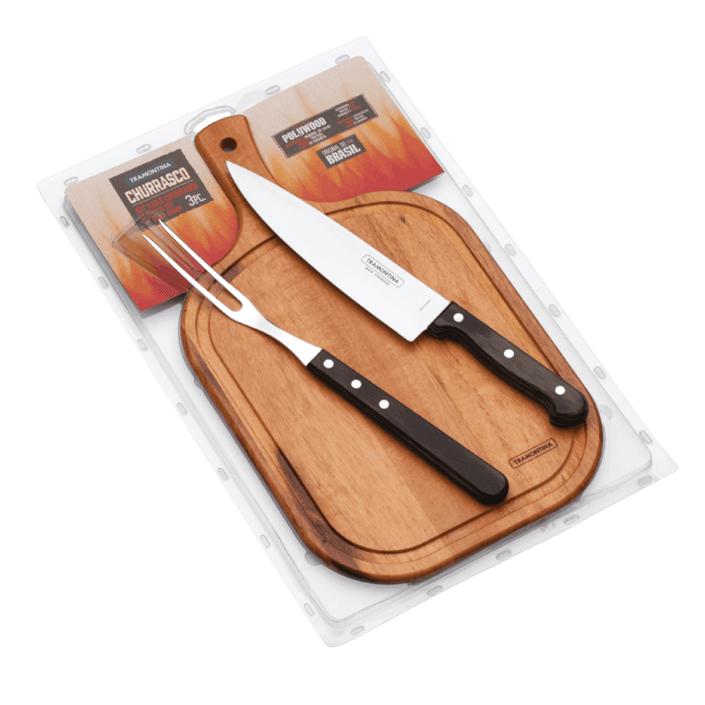 Barbecue Set, Rounded Board, 3 Piece