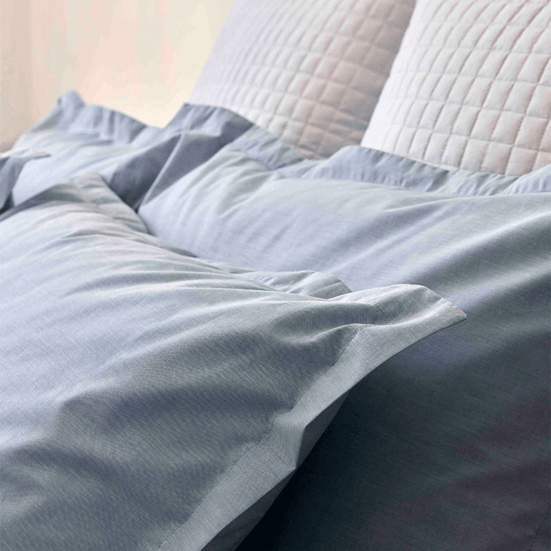 Stornoway Chambray Fitted Sheet, King, Blue