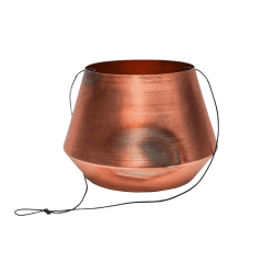 Image showing the Soho Indoor Hanging Planter with Leather Strap, H15 x D21cm, Aged Copper product.