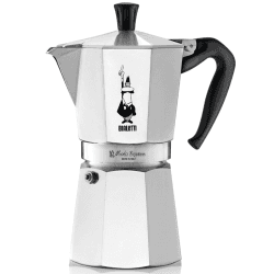 Image showing the Moka Express Aluminium stovetop coffee maker, 9 cup, Silver product.