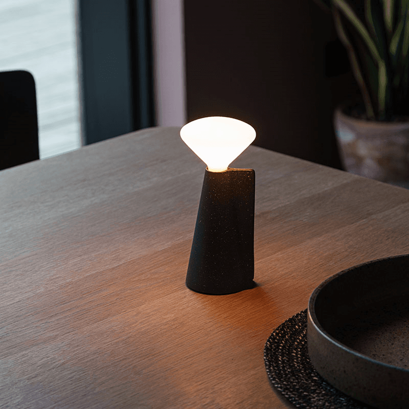 Mantle Portable Lamp with R80 LED Bulb, Granite Black