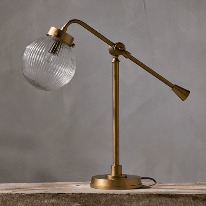 Sengol Recycled Glass Desk Lamp, H51cm, Antique Brass