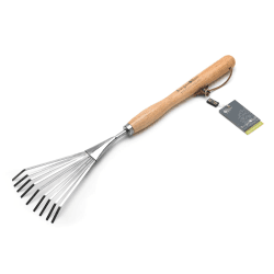 Image showing the Stainless Steel Mid Handled Shrub Rake, Silver/Natural product.