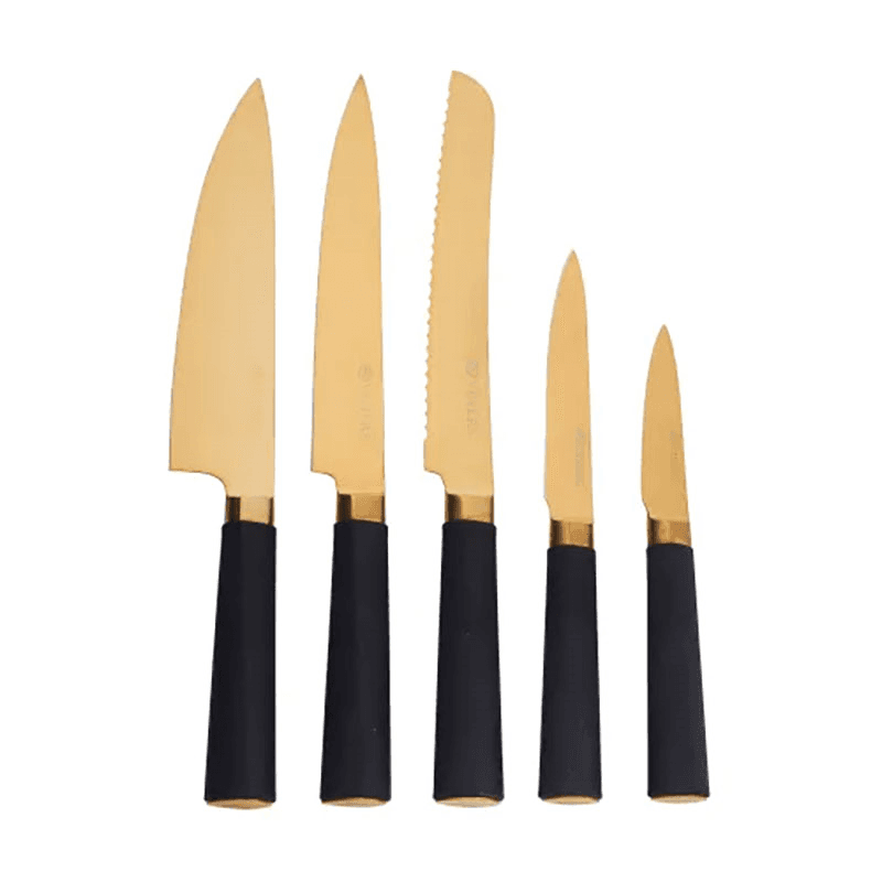 Titan 6 Piece Knife Block, Gold