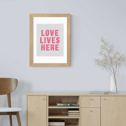 Image showing the The Native State Love Lives Here Print, 48 x 35.5cm, Pink product.