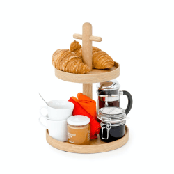 Image showing the Cookhouse Two tier fruit stand, H35.4 x Dia25.4cm, Natural Oak product.