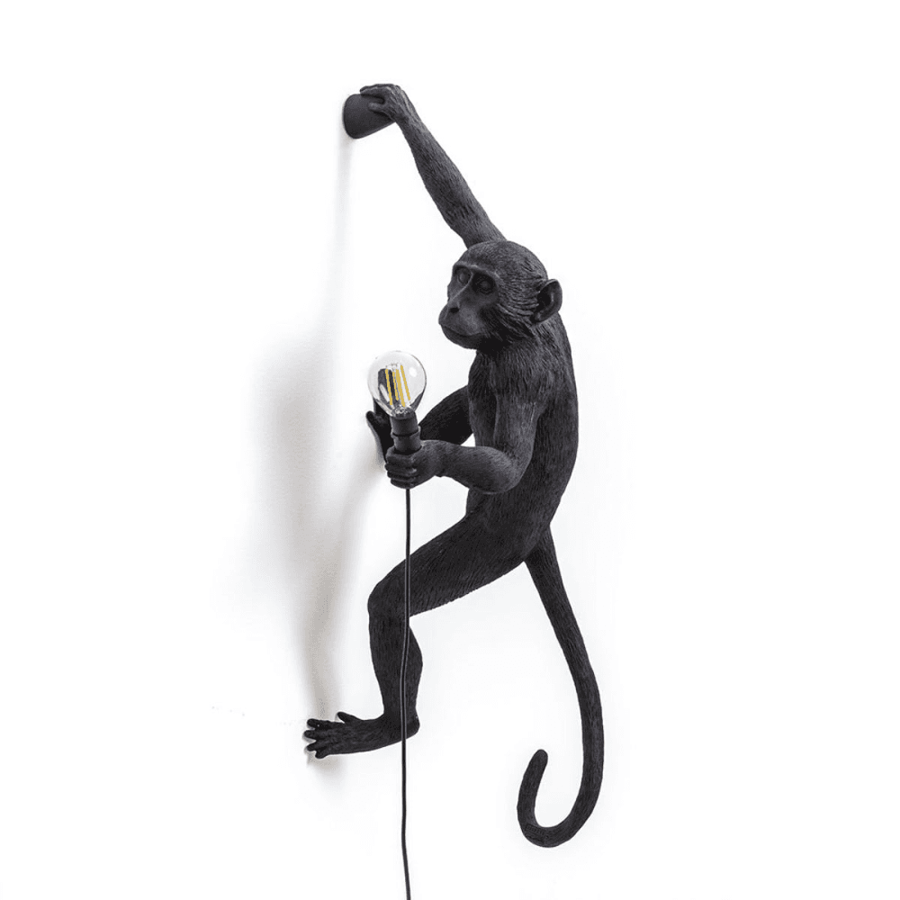 Monkey Right hand hanging lamp, H21 x W37cm, Black