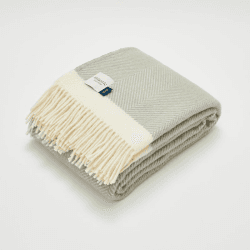 Image showing the Herringbone Blanket, 130 x 250cm, Harbour Grey & Cream product.