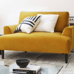 Image showing the Model 05 Velvet Love Seat, Mustard product.