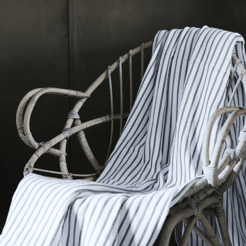 Hikari Striped Throw, 180 x 200cm, Grey & White