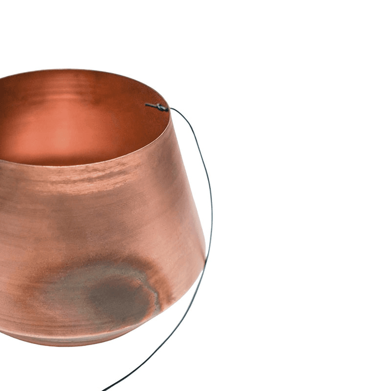 Soho Indoor Hanging Planter with Leather Strap, H15 x D21cm, Aged Copper