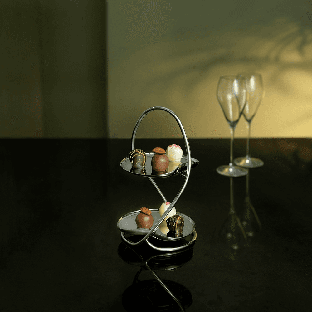 Drift Canape stand (including trays), 21.4cm H, silver