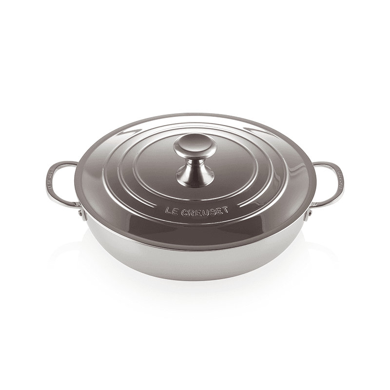 Signature Uncoated Shallow casserole with lid, 30cm, Stainless Steel