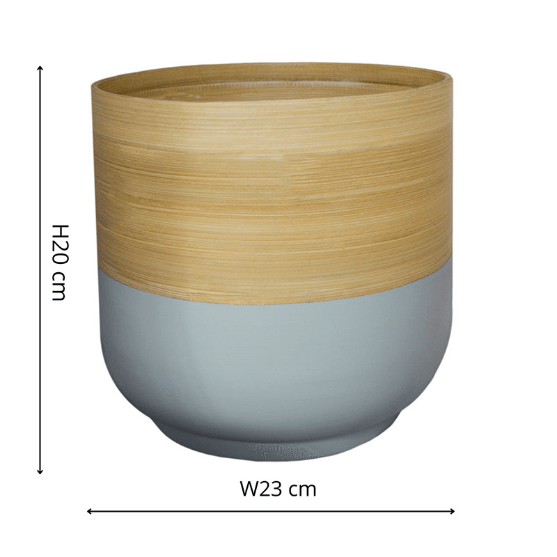 Bamboo Planter, H20 x W23 x D23cm, Grey