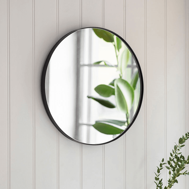 Cherington Round Wall Mirror, D45cm, Black