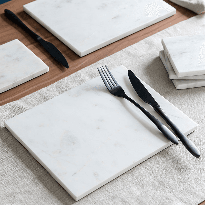 Marble Set of 2 Placemats, 20 x 26cm, White