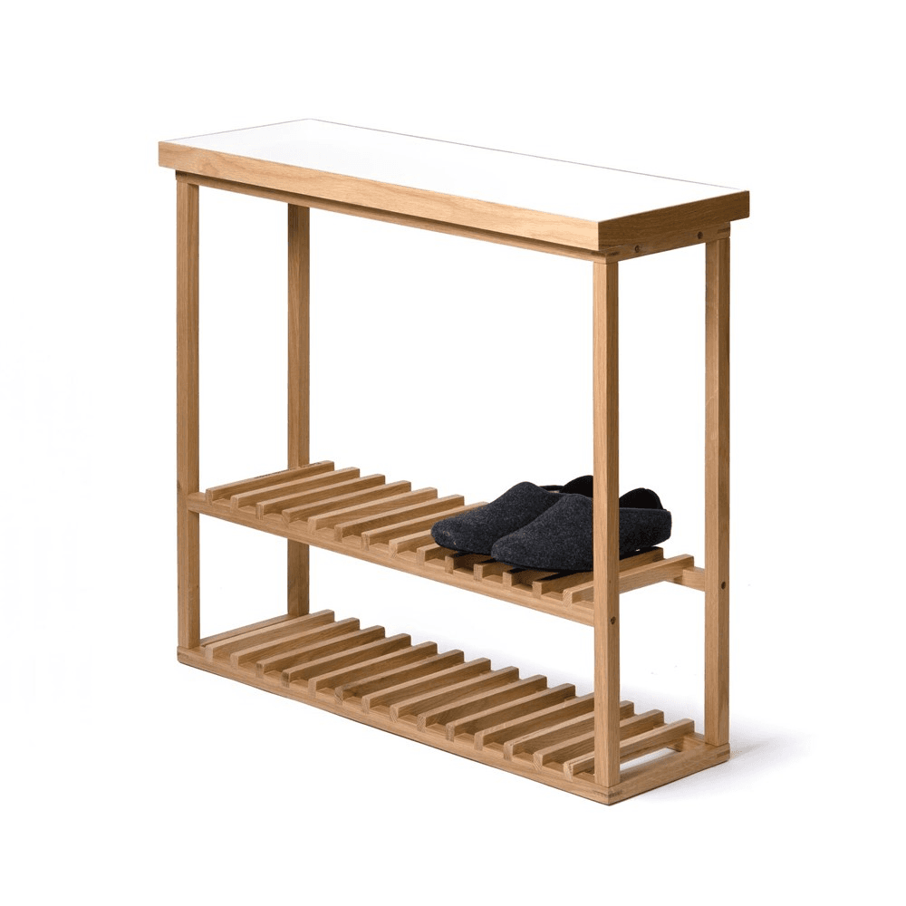 Hello Storage table, H74.4 x W81 x D28cm, White/Oak
