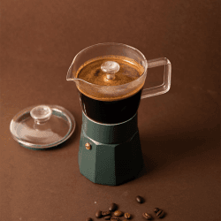 Image showing the Verona Glass Espresso Maker, 290ml, Green product.
