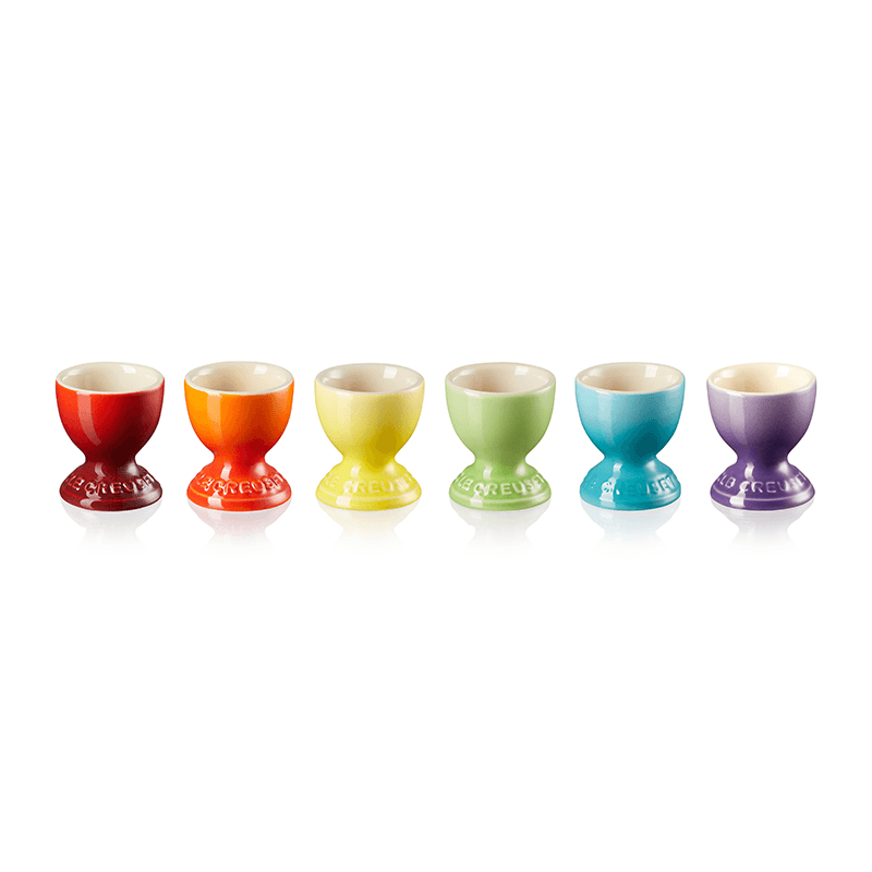 Stoneware Set of 6 egg cups, Rainbow