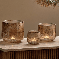 Image showing the Konara Tealight Holder, D9cm, Copper Smoke product.