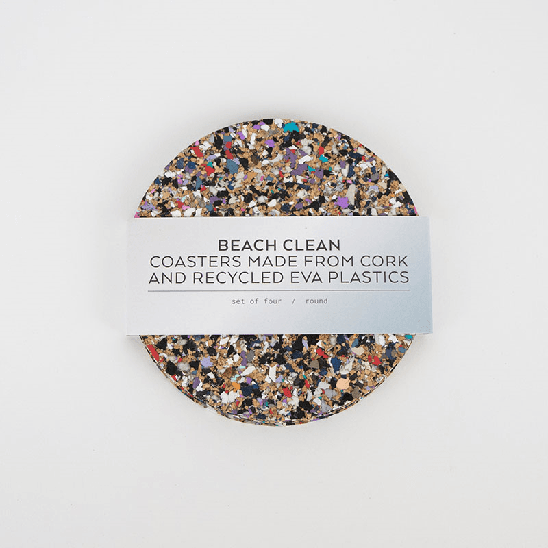 Beach Clean Set of 4 Coasters, D9cm, Multi