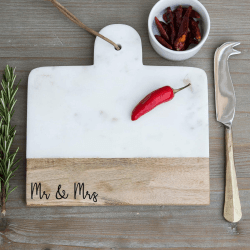 Image showing the "Mr and Mrs" Engraved Marble Cheese Board product.