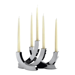 Image showing the Nest Five arm candelabra, D1.8 x H2.1cm, Stainless Steel product.