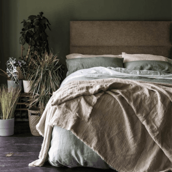 Image showing the Sage Green Linen Pair of Pillowcases, Standard product.