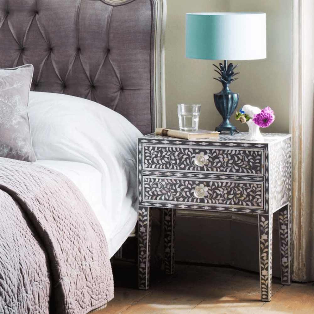 Maxi Mother Of Pearl Side table, H58 x W50 x D35cm, grey