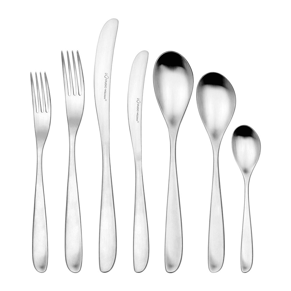 Olive 42 piece set, satin finish stainless steel