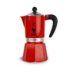 Image showing the Rainbow Aluminium stovetop coffee maker, 6 cup, Red product.