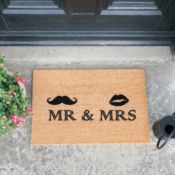 Image showing the Mr and Mrs Doormat, 60 x 40cm, Natural/Black product.