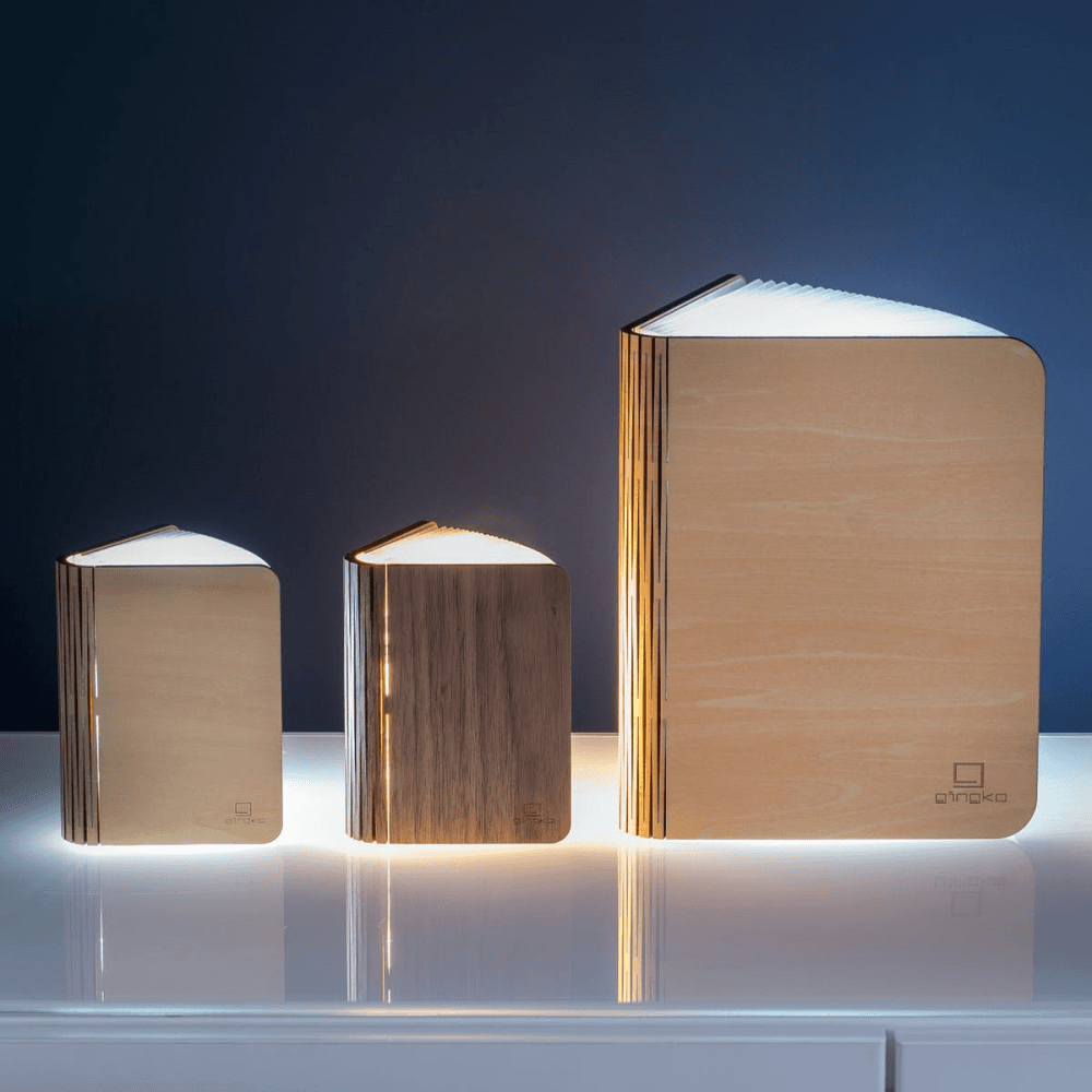 Mini smart book light, L12.2 x W9 x H2.5cm, Walnut