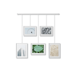 Image showing the Exhibit Set of 5 Hanging Photo Frames, White product.