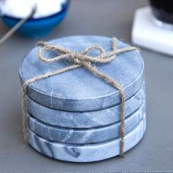 Image showing the Round Marble Coasters, Set of 4, Grey product.