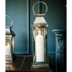 Image showing the Station Lantern, H51 x W17 x D17cm, Clear/Silver product.