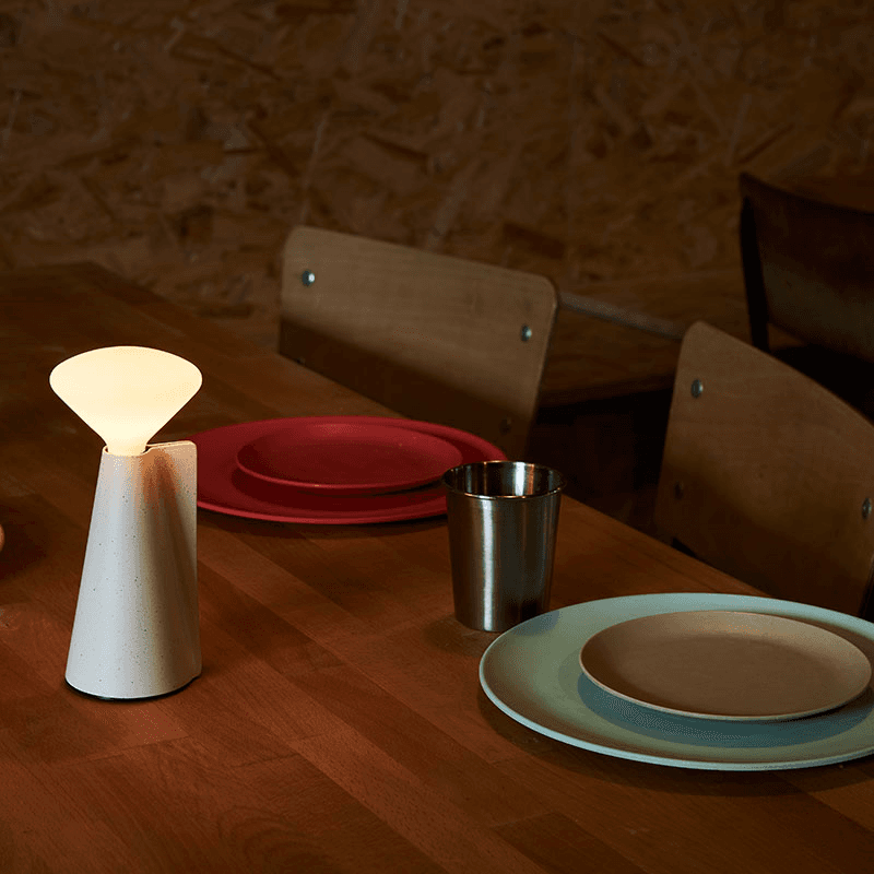 Mantle Portable Lamp with R80 LED Bulb, Stone White