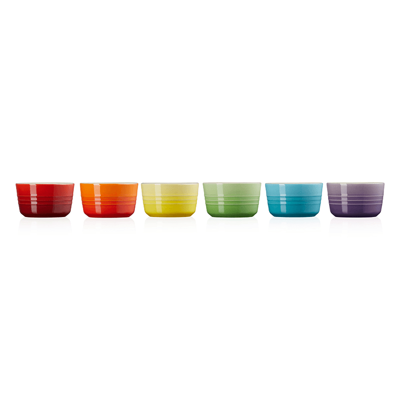 Stoneware Set of 6 mini ramekins, rainbow